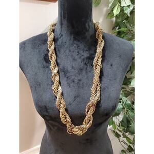 Women's Gold Multistrand Twisted Braided Stylish Necklace